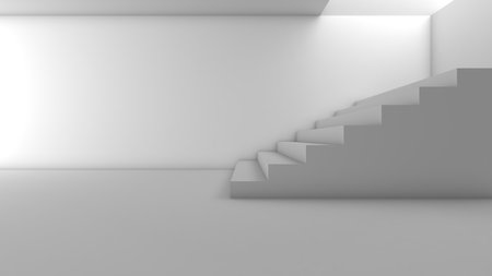 Abstract background of stairs corridors,staircases convey stories of travel.,3D renderingの写真素材