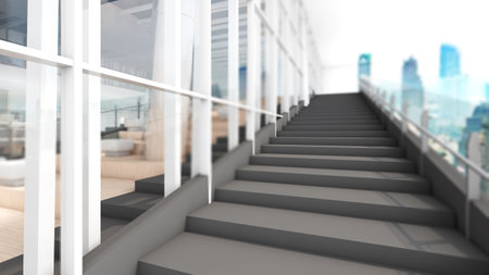 Stairway to the top from the outside of a tall building.,3d renderingの写真素材