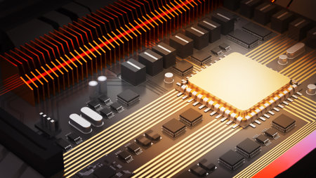 An illustration of the components of a basic computer.computer technology in the workplace, isometric ,3d renderingの写真素材