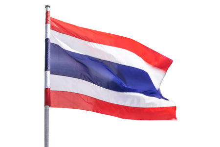 Thailand flag on white backgroundの写真素材