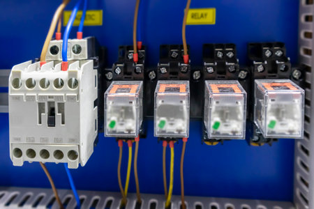 Mock-up of panel board installation and wiring for connecting electrical and power circuits