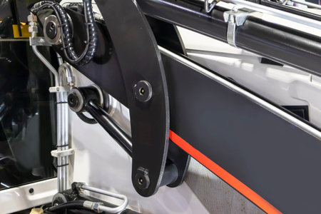 Detail-oriented perspective of an excavator or excavator machinery in construction
