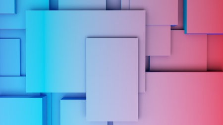 abstract geometric shape background hot and cold gradientsquare Used in graphics or background images to add various messages.,3d rendering.の写真素材