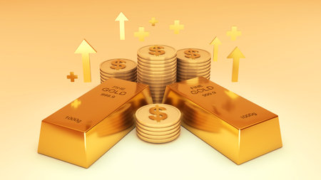 Gold bars 1000 grams pure gold,business investment and wealth concept.wealth of Gold ,3d renderingの写真素材