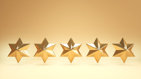 5-star quality ranking, satisfactory business results, performance ratings, 3D rendering