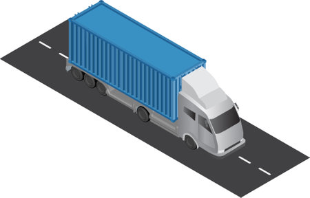 Container transport truck, cargo transport truck, high angle viewのイラスト素材