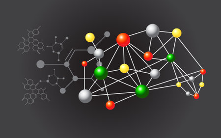 Illustration of chemical elements, chemical compounds and molecules for communicating scientific...
