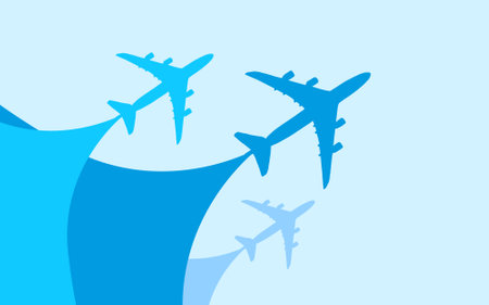 Airline travel, reaching destinations for business and leisure, Airline business and intercontinental travelのイラスト素材