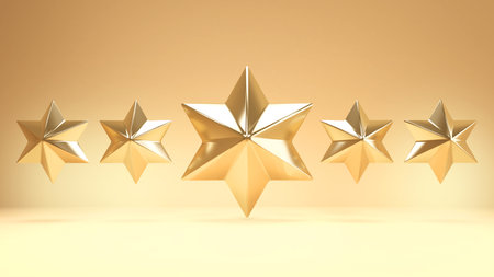 5-star quality ranking, satisfactory business results, performance ratings, 3D rendering