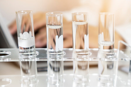 Bottles and transparent dishes are used in scientific and medical experiments, the use of chemicals...