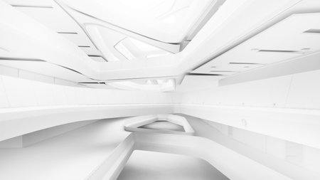 Modern building structure in abstract form for background work and use various graphics, 3D rendering.の写真素材