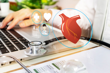 Medical concepts in cardiac care, patient care and long-term health focus on reducing the risk of...