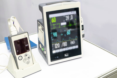 A device that monitors the patient's blood pressure, heart rate, and medical information.