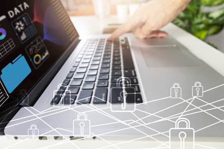 Businessmen use computer in the digital technology world, using online systems to share information...