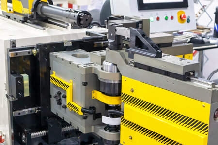 High-tech industrial production machinery with automatic mechanismsの写真素材