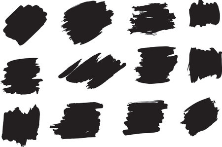 Abstract Vector brush strokes For text work or use work. , elements Text box or line Artistic design elements using brushesのイラスト素材