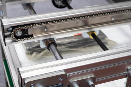 The machinery system for delivering goods in the material warehouse with a sliding mechanism, in a...