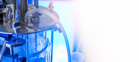 Water pressure equipment used in research and laboratories, blue water research bottles and...