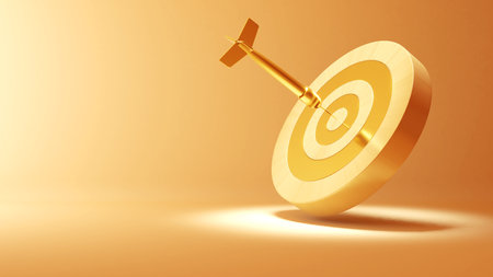 business plan achieves goals A picture of the success of the goals set. gold circle target with arrow on gold background,3d renderingの写真素材