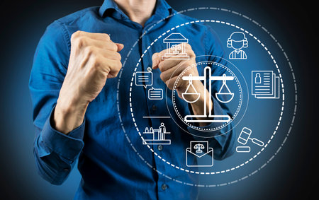 Businessmen pledge to take a legal approach to their business and discuss knowledge and understanding of international trade law and legal battles.の写真素材