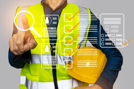 The concept of management engineers in construction site operations and staffing of agenciesの写真素材