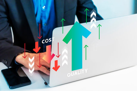 Business concept of management to reduce costs and increase product quality, create trade profitsの写真素材