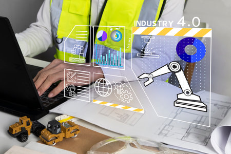 Industry 4.0 concept, industrial structure plan for manufacturing and heavy machinery in large-scale...