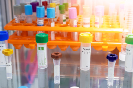 Blood sample tubes for human health examination are used in hospitals or medical research centers.