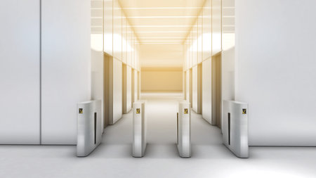 Elevator lobby in an office building. 3d rendering