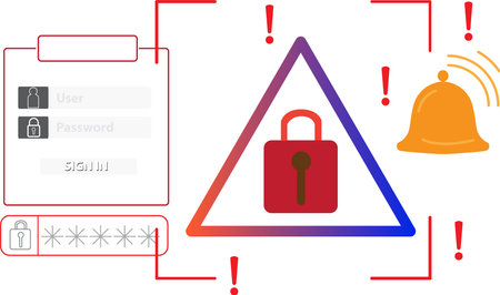 Graphic illustration illustrating privacy warnings and data threat notifications from the security...
