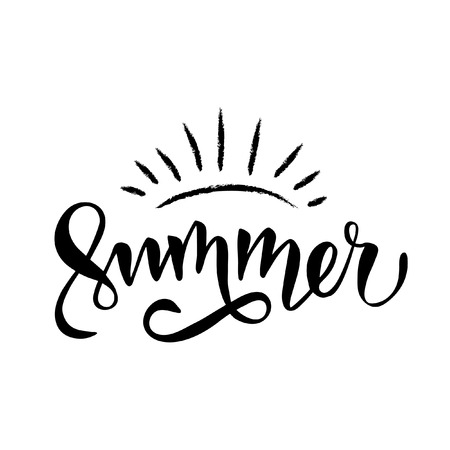 Hand drawn lettering - Summer. T-shirt design template. Isolated on white background.のイラスト素材