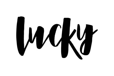 Lucky - hand drawn brush modern lettering. St. Patrick's Day celebration typography. For t shirt, print, poster, greeting card. Vector illustration isolated on white background.のイラスト素材