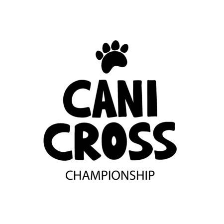 Canicross - black text. Outdoor training with dog. Hand drawn lettering for logo, poster, web, card, flyer. Vector illustrationのイラスト素材