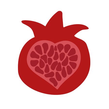 Vector illustration fruit red pomegranate. Isolated on white background. Icon of fruit. Logo.のイラスト素材