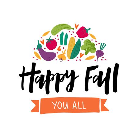 Autumn harvest flat vector banner template.のイラスト素材