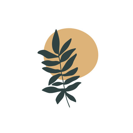 Trendy botanical vector illustration. Laurel leaf poster. Art modern print, wall art, boho home decor. Interior design elements.のイラスト素材