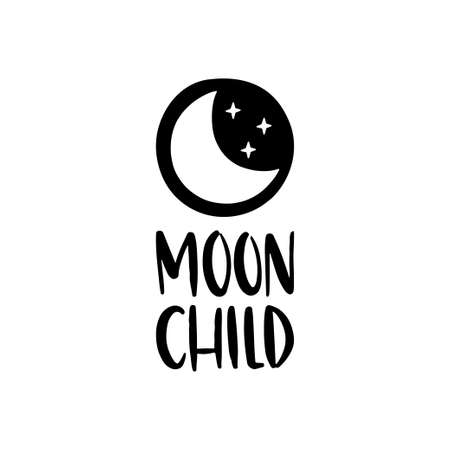 Moon child vector lettering quote. Modern boho moon illustrationのイラスト素材
