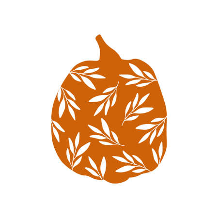 Thanksgiving pumpkin with leaves. Autumn season decoration.のイラスト素材