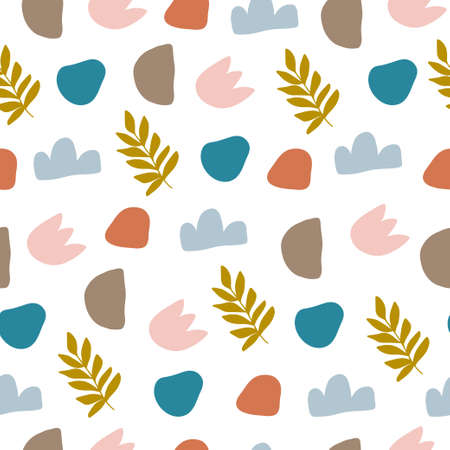 Vector seamless patterns with colorful abstract modern shape, leaves.のイラスト素材