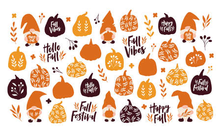 Vector set autumn symbols and elements.のイラスト素材