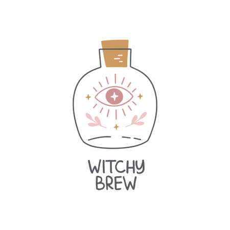 Cartoon witch brew with evil eye vector illustration.のイラスト素材