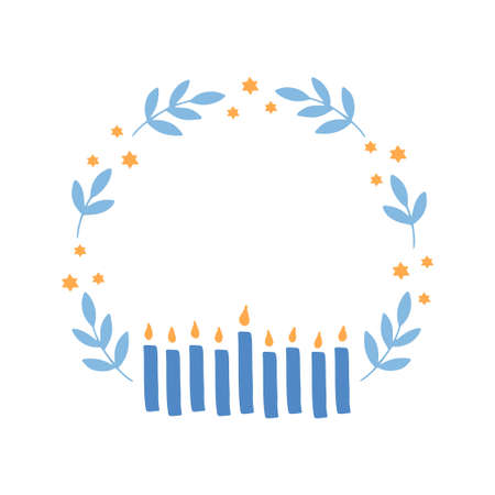 Hanukkah floral wreath vector illustration.のイラスト素材