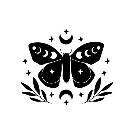 Boho celestial butterfly vector illustration.のイラスト素材