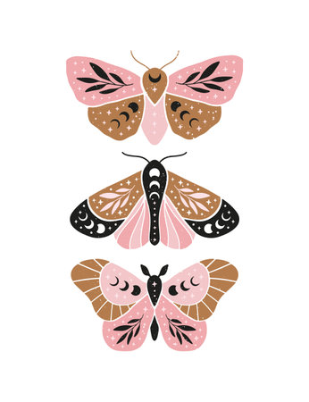 Mystical luna moth vector illustration.のイラスト素材