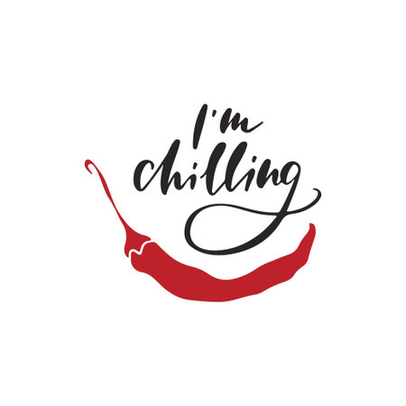 Vector lettering with chili pepperのイラスト素材
