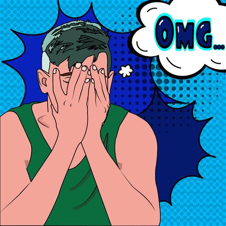 Man says omg, pop art comics style Halftone.のイラスト素材