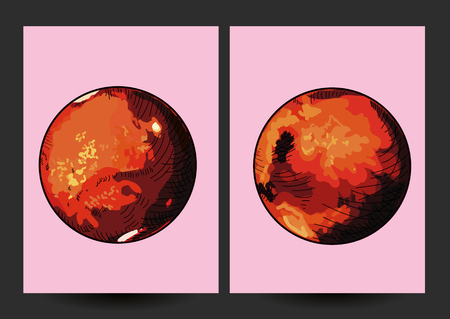 The planet Mars. Water on the surface of Marsのイラスト素材