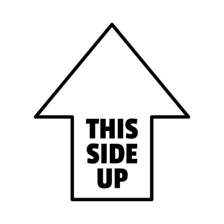 This Side Up Shipping Label Icon Cardboard Box Black Logo On White Background
