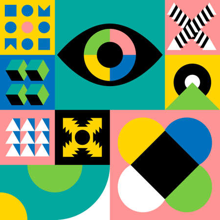 Abstract geometry shapes background. Bauhaus style vector illustration.