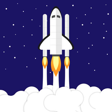 Space shuttle rocket icon. Space travelling or startup concept. Vector illustration.のイラスト素材